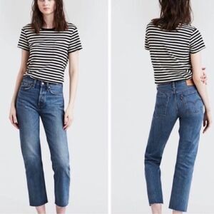 Levi's‎ High Rise Raw Hem Button Fly Wedgie Ankle Skinny Jeans Sz 30 C17